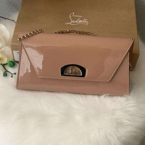 nude louboutin clutch bag